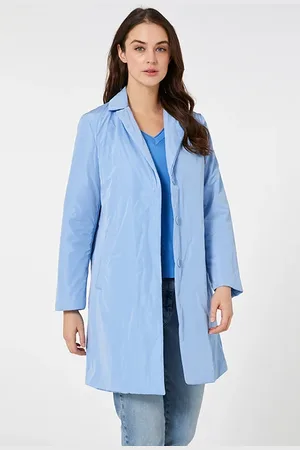 Elena Miro Taffeta Trench Coat With Light Padding Blue