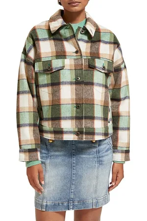 Scotch&Soda Green Check Short Jacket Frozen Mint Check