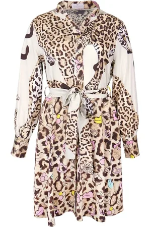 MUCHO GUSTO Dress Louvain Beige Ecru Leopard