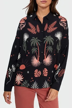 ICODE Black Xl Plant Print Shirt