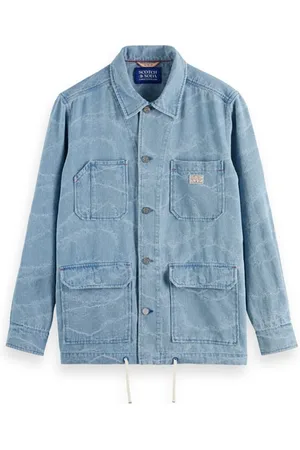 Scotch&Soda Denim Waves Jacquard Workwear Jacket Indigo Wave Jacquard