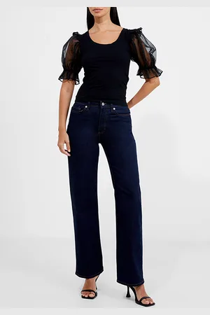 French Connection Rosana Cotton Mix Organza Top Black