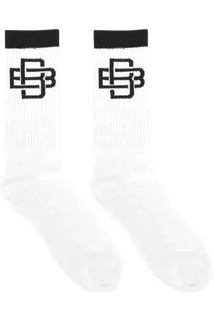 Black Bananas Monogram Socks White