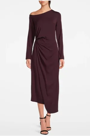 Reiss Nadia-sleeve Dress Burgundy