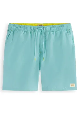Scotch&Soda Mid Length Swim Short Solid Washed Neon Blue
