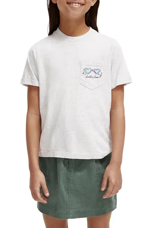 Scotch&Soda Girls Relaxed-fit Artwork T-shirt Grey Melange
