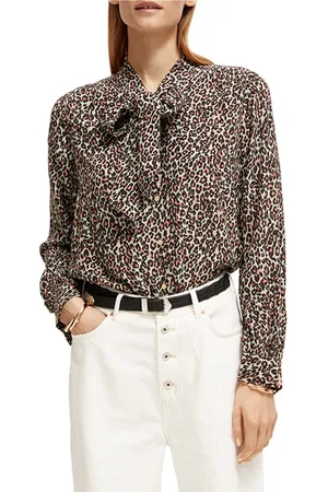 Scotch&Soda Shirt With Tie Neck Creatures Of The Night Field Green