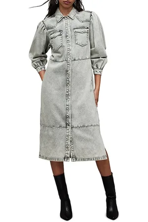 AllSaints Ava Denim Dress Snow Grey