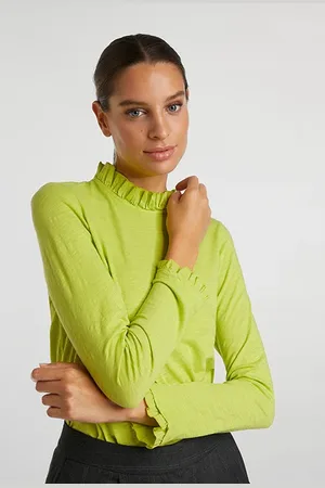 Rich & Royal Organic Slub Frill Longsleeve Chartreuse