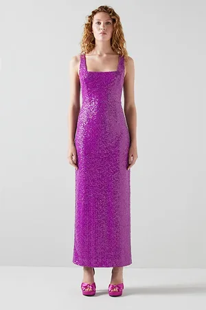 LK Bennett Dr Winter Sequin Maxi Violet