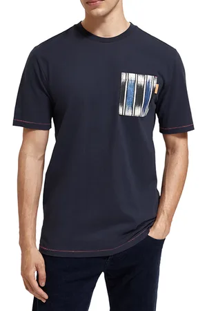 Scotch&Soda Regular Fit Woven Pocket T-shirt In Organic Cotton Night