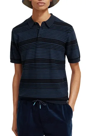 Scotch&Soda Structure Knitted Polo Blue Stripe