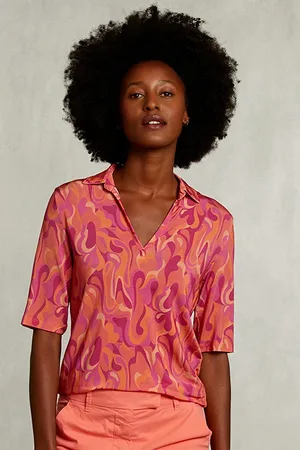 River Woods Orange/fushia Fantasy T-shirt Polo Collar Pink