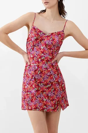 French Connection Andrea Ennis Satin Slip Dress Red