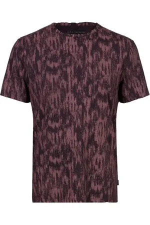 John Varvatos Ramsey Ss Ikat Burnout Crew With Raw Edg Dry Fig