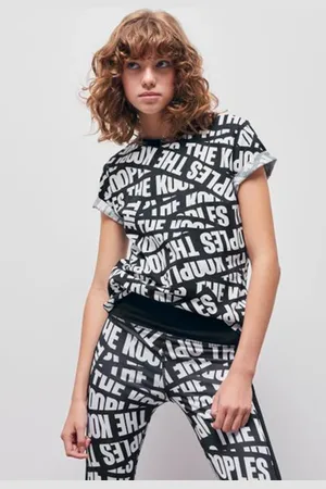 The Kooples Mc Logo Tape All Over T-shirt Black / White