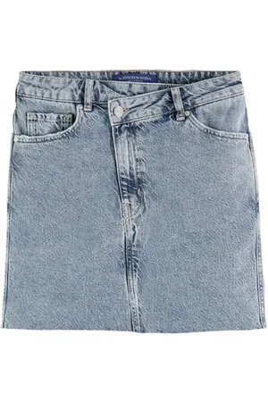 Scotch&Soda Cross Over Front Washed Denim Mini Skirt Growing