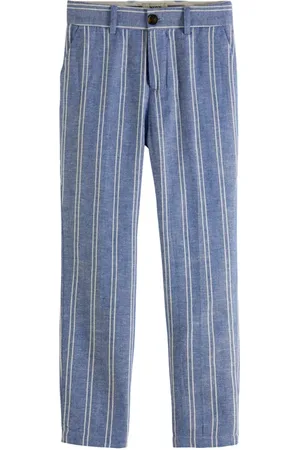 Scotch&Soda Striped Relaxed Slim Fit- Linen Dressed Pants Blue Stripe
