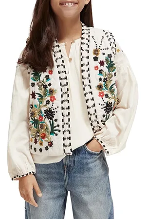 Scotch&Soda Girls Oversized Embellished Gilet Ecru