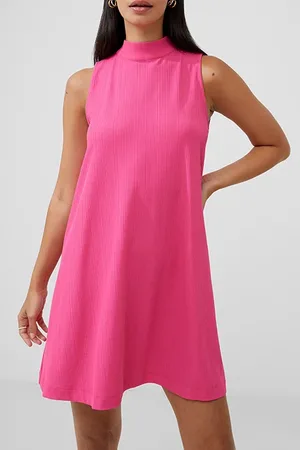 French Connection Ribbed Jersey Bow Back Dress Purple
