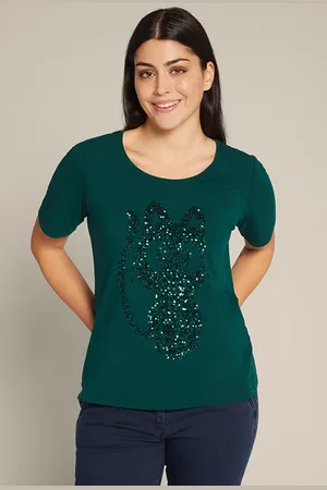Elena Miro T-shirt With Cat Embroidery Green