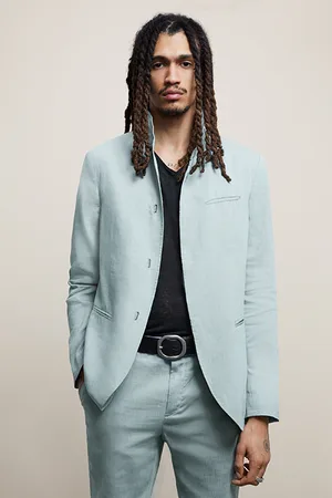 John Varvatos Slim Fit Stand-up Wire Inserted Shawl Co Pond Blue