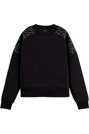 Scotch&Soda Quilted Printed Woven Detail Relaxed-fit Sweatshirt Black