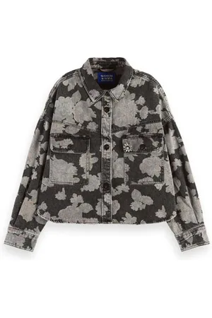 Scotch&Soda Allover Printed Floral Black Denim Overshirt Combo A Flowers