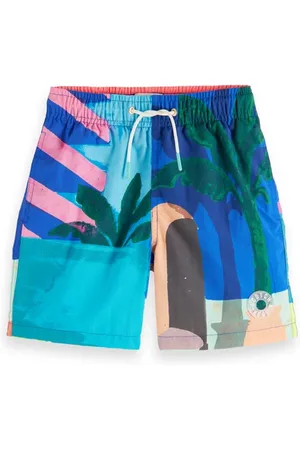 Scotch&Soda Boys Mid Length - Placement Artwork Swim Shorts Pool Print
