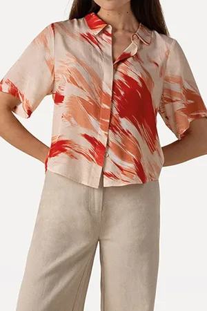 ANOTHER LABEL Dache Shirt Red Brush Print
