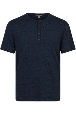 John Varvatos Stanton Regular Fit Ss Henley With Textu Ink Blue