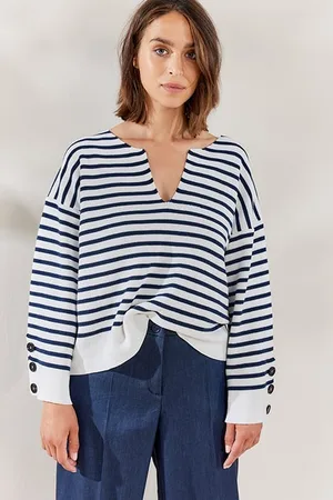 Summum Woman Oversized Sailor Sweater Nautical Knit Ivory