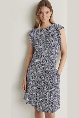 Boden Ruffle Printed Mini Dress Nvy