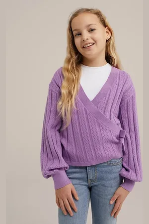 WE Fashion Knitted Cardigan Purple