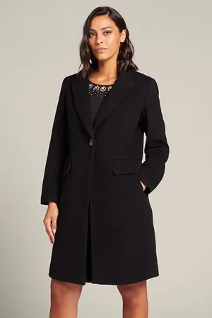 Elena Miro Beaver Fabric Coat Black