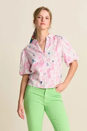POM Amsterdam Blouse - Shine Lilies Pink Pink