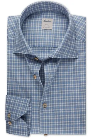 Stenströms Slimline/90, Rc Cuff Light Blue Check