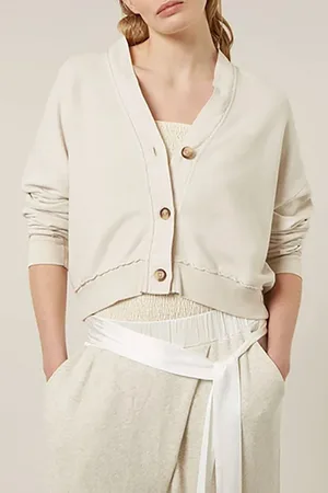 10 days Cropped Cardigan Light Safari