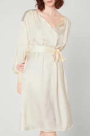 American Vintage 7/8 Sleeves V Collar Long Dress Nacre