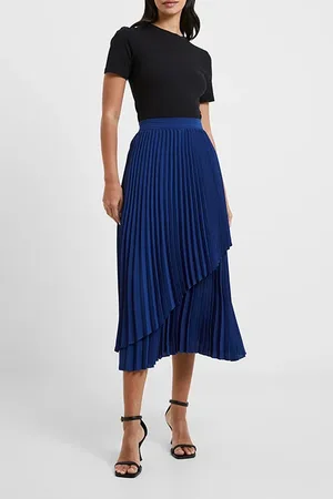 French Connection Arie Pleated Skirt Blue Depths
