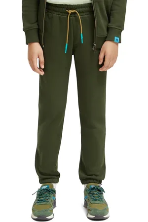 Scotch&Soda Logo Sweatpants In Organic Cotton Forest Green