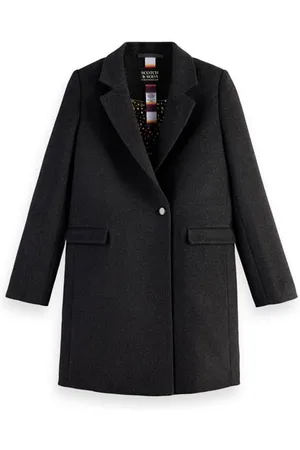 Scotch&Soda Classic Wool Blend Tailored Coat Grey Melange