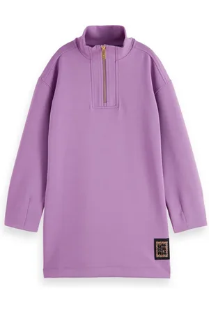 Scotch&Soda Half-zip Voluminous-sleeved Sweat Dress Cosmic Dust