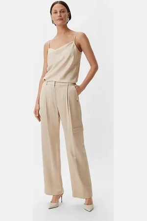 Comma, Mid-rise Wide Leg Trouser Brown