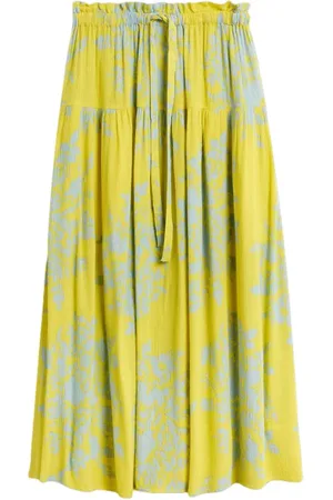 White Stuff Seema Eco Vero Midi Skirt Yellow Printed