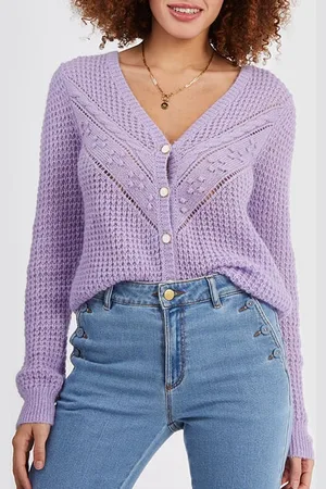 ICODE Violet Decorative Knit Cardigan