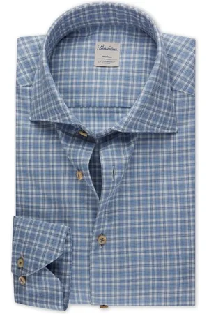 Stenströms Fitted Body/90, Rc Cuff Light Blue Check