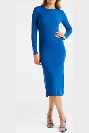 Forever New Harriette Rib Column Knit Dress Intense Azure