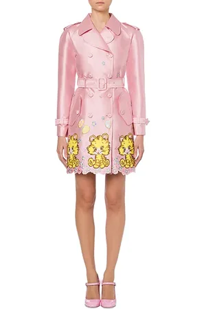 Moschino Blanket Embroidery Gazar Trench Coat Pink