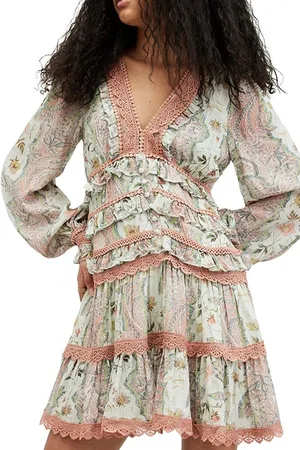 AllSaints Zora Cascade Dress Spring Green